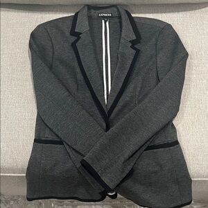 Express Women's Charcoal Blazer with Black Trim